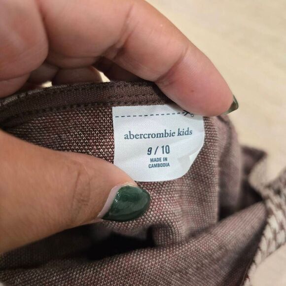 Abercrombie Kids Tank Dress Girls 9/10 Beige Houndstooth Square Neck Sleeveless - Picture 5 of 6